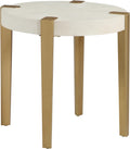 Steve Silver Furniture Gracie End Table, 24" H Table, Contemporary/Modern Design, Satin Gold Finished Metal Legs, 300lb Capacity, Living Room, Bedroom, 23.5" L x 23.5" W x 24" H, White