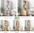 IOTXY Small Narrow Corner Bookcase - 71" Tall Gap Storage Cabinet, Oak