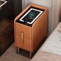 Nightstand with 2 Drawers, Solid Wood Side Bed End Table, Narrow Storage Night Stand Table, Small Organizer Night Stand for Bedroom(Orange,25cm/9.8in)