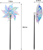Hausse 10 Pack Reflective Pinwheels Wind Spinner, Extra Sparkly Pinwheel with Stakes, Bird Repellent Blinder Devices Deterrent to Scare Birds Away from Yard Patio Farm Garden, Transparent Rainbow