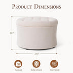 ONBRILL Round Ottoman Foot Rest, 24" Storage Ottoman | 15.4" Height Foot Stool（Better for Low-Profile Sofa), Large Size Bedside Storage, Extra Seat, Entryway Shoe Bench