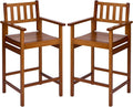 VINGLI Outdoor Bar Stools, Solid Wood Bar Stools Set of 2 Counter Height Bar Chairs for Outdoor Patio Garden Lawn