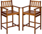 VINGLI Outdoor Bar Stools, Solid Wood Bar Stools Set of 2 Counter Height Bar Chairs for Outdoor Patio Garden Lawn