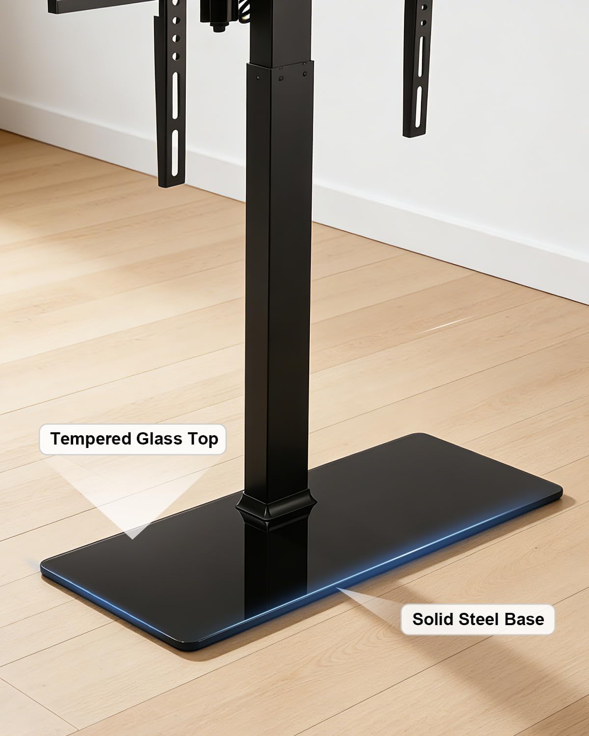 Universal Motorized TV Mount with Remote - Motorized TV Stand with Tempered Glass Base, TV Lift for Desktop and Floor