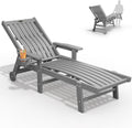 THOEOE Patio Chaise Lounge Chair,HDPE Lounge Chair Outdoor with Wheels | Oversized pool lounge chairs with cup holder, 5 adjustable position for patio,outside,pool,deck