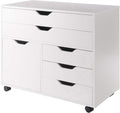 Winsome Halifax Mobile Storage Cabinet with 1 Door & 5 Drawers, White | Stylish & Functional Home Storage Cabinet for Filing, Kitchen Organization, Moveable Furniture for Office, Dorms, Apartments