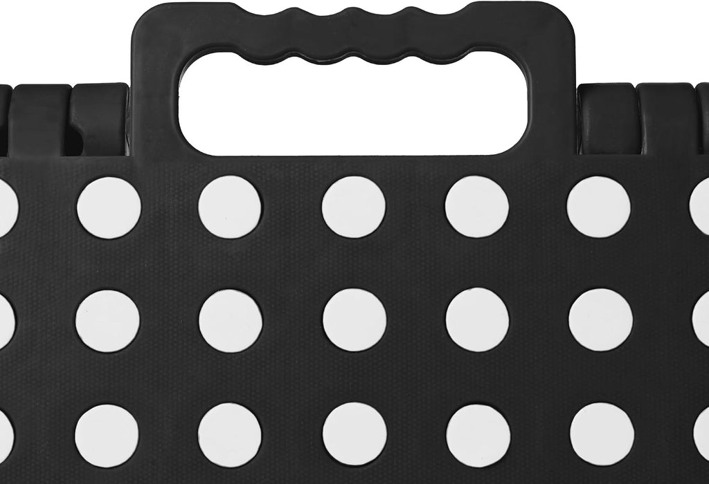 Casafield 18" Folding Step Stool with Handle, Black - Portable Collapsible Small Plastic Foot Stool for Adults - Use in the Kitchen, Bathroom and Bedroom