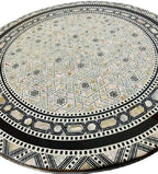 Morrocan Table Design Mother of Pearl Inlaid,Arabic Side Corner cofee Table for Living Room (Round Star)