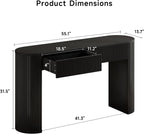 Console Table with Storage Drawers, 55 Inch Fluted Entryway Tables, Mid-Century Sofa Table Behind Couch, Wood Thin Hallway Tables, Modern Foyer Table for Living Room, Hallway, Accent Home Decor Black
