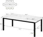 Garvee 79 Inch Dining Table for 6, Farmhouse Wooden Kitchen Tables for Family, Rectangular Industrial Style Dining Room Table with Sturdy Metal Frame, Long Desk for Restaurant, Kitchen, White&Black