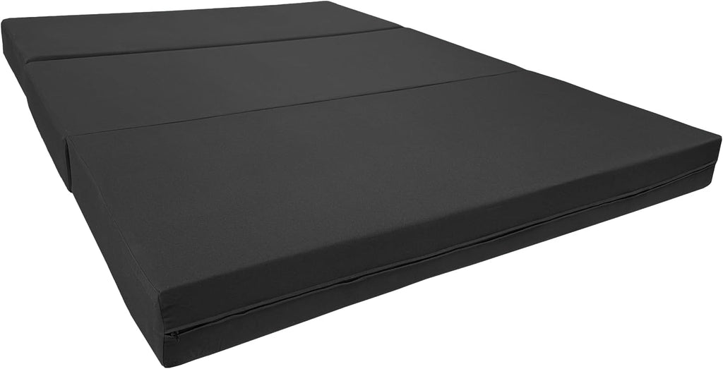 D&D Futon Furniture Black Trifold Foam Beds, Shikibuton, Tatami Cushion Topper, Foldable Futon Pad, Twin Full 6x54x75