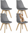 YLGJ&TIDY Modern Dining Chairs Set of 4 PU Leather Upholstered Chairs with Wooden Legs Mid Century Soft Padded Kitchen Chairs for Living Room Bedroom Dining Room Patio (Gray, Pack of 4)