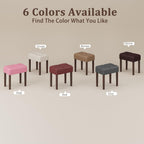 EOSVALO Leather Vanity Stool, 18.7 Inch Wide Rectangle Ottoman Bench for Makeup Room, Vanity Chair with Wood Legs for Piano Room, Bedroom,Living Room with Customizable (Cream)