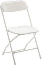 BTEXPERT Set of 5 Pack, White Plastic Folding Chair Steel Frame Commercial High Capacity Event Chair Lightweight Set for Office Wedding Party Picnic Kitchen Dining Church School