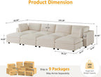 VANOMi Large Modular Sectional Sofa Bed, Comfy Couch Sleeper Ottoman, Beige | Convertible,Washable,Removable Cover,Modern,Comfortable