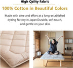 EMOOR Japanese Floor Futon Mattress Anti-Sag Twin-XL Made in Japan 100% Cotton Chip Foam Gray, Shikibuton Foldable Sleeping Bed Tatami Mat