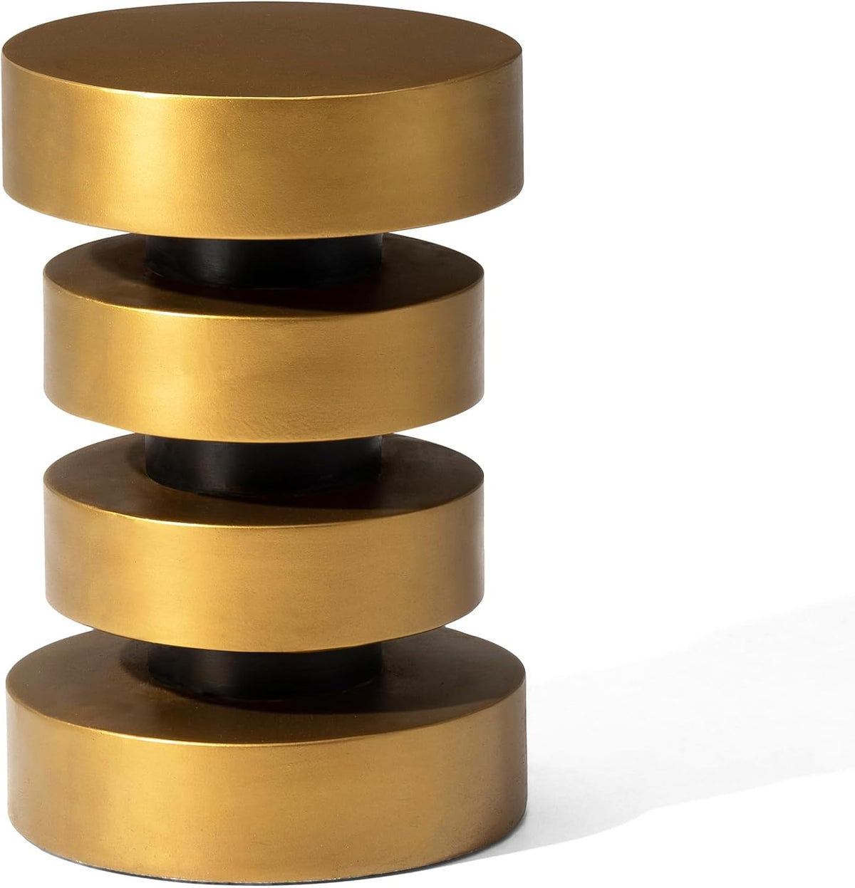 Glitzhome Gold Floating Disks Side Table & Accent Stool - 18" H Modern Antique End Table, Durable MGO Fiberglass Desk for Living Room, Holds 220 lbs, Multi-Functional & Easy to Clean