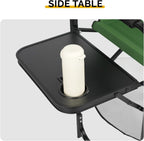 26" Tall Directors Chair, Outdoor Height Seat Folding Chair with Side Table & Storage Bag, Support for 300Lbs, Portable Makeup Artist Chair with Bar Height (Green)