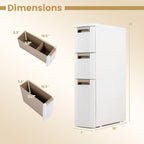 Giantex 3-Tier Narrow Storage Cabinet, Slim Rolling Cart with 3 Drawers & 2 Removable Dividers, Plastic Storage Organizer with Wheels for Small Spaces Bathroom Kitchen