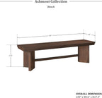 Lexicon Dining Bench for Dining Room Table, 59" Wood Bench for Home and Kitchen, Indoor Wooden Bench for Dining Room, Kitchen Bench, Living Room Bench, Easy Assembly, Walnut