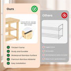 Simple Deluxe Bamboo Shoe Rack Bench, 3 Tier Sturdy Shoe Bench, Storage Shoe Organizer, 286lb Capacity Entryway Bench,Storage Bench for Front Door, Bedroom, Living Room, Bathroom, Balcony