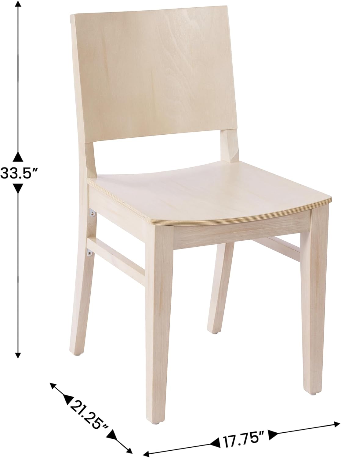 Flash Furniture Naples Commercial Solid Wood Dining Chair, Curved Backrest, Sturdy Mortise and Tenon Construction, Antique White