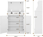 HOLTICO 54" Freestanding Kitchen Pantry Storage Cabinet with Doors and Adjustable Shelves, Microwave Oven Stand with Drawer for Kitchen, Bathroom or Hallway, White