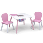 Delta Children 4-Piece Toddler Playroom Set, Pink/White, Table and 2 Chairs and 6-Bin Toy Organizer & MySize Deluxe Toy Box - Greenguard Gold Certified, Bianca White