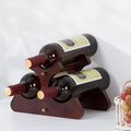 Wood Wine Rack,Wine Storage Cabinet Shelf,Easy-Assembly Freestanding Wood Bottle Racks Countertop for Kitchen Pantry Dining Room (Brown, D:9.6 * 6.2 * 6.2inch(Holds 3 Bottles))