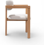 MELAGIO Mid-Century Modern Dining Chair – Upholstered Performance Fabric Seat, Solid Walnut Wood Frame, Fully Assembled Accent Chair for Dining Room, Kitchen or Living Space (Cream)