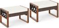 RELAX4LIFE Wicker Outdoor Ottomans for Patio - Set of 2 Rattan Outside Footstool w/Removable Cushion, Wood & Metal Frame, 3-in-1 Foot Rest, Extra Seating & Side Tables for Porch Backyard Poolside
