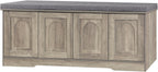 DINZI LVJ Shoe Bench, Entryway Storage Bench with Doors, Cushion, 2-Tier Shoe Rack with 8-Cubby, 47.2”L x 13.8”W Shoe Organizer Cabinet, Adjustable Shelf, Living Room, Bedroom, Gray Wash