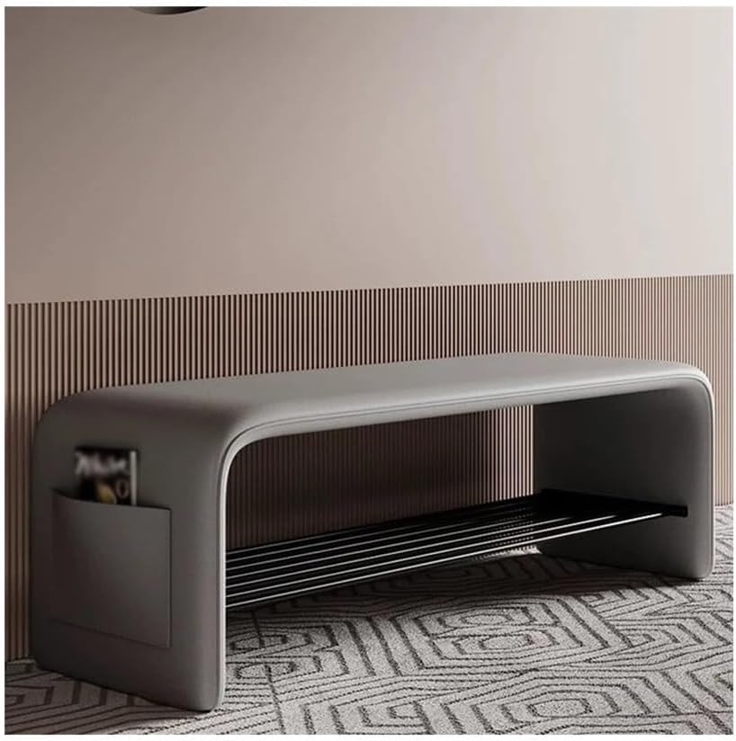 Modern Doorway Shoe-Changing Stool Shoe Cabinet Storage Two-Purpose Bedroom Simple Bedside Bench for Sitting Entryway(Gris,Medium)