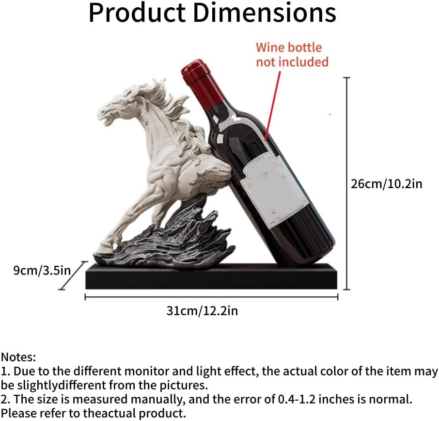 Artistic Horse Wine Rack Sculpture, Resin Countertop Wine Holder, Decorative Bottle Display for Bar, Kitchen Counter, Entryway, Living Room Decor(Yellow)
