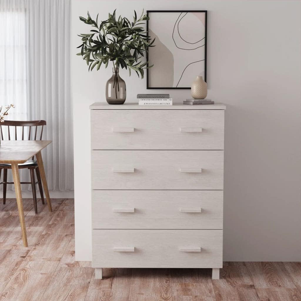 Modern White Sideboard with Smooth Sliding Doors, Solid Pinewood and MDF Construction for Living Room Dining Area Storage, Spacious Cabinet with Clean Lines and Durable