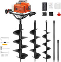 72cc 2-Stroke Auger Post Hole Digger with 2 Extension Rods & 6" & 8" Auger Bits - Gas Powered Earth Auger for Fencing, Gardening, Construction - Heavy Duty Digging Machine (72cc+2 Auger Bit(6"8"))