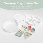 Starter Bundle | Sensory Bin with Lid | Tuff Tray Accessories | Sensory Bin and Lid | Includes 1 PlayTRAY, 6 Compartments, Activity Cards, Bowl, Mini Scoop, Dropper