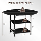 GOFLAME Round Dining Table for 4-6 People, 47” Kitchen Table with 2-Tier Storage Shelves and Heavy-Duty Metal Frame, Industrial Dinner Table for Kitchen, Dining Room, Apartment, Black