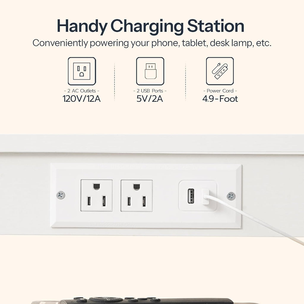 HOOBRO Side Table with Charging Station and USB Port, Small End Table for Small Space, 3-Tier Nightstand with Adjustable Shelf, for Living Room, Bedroom, White WW112BZ01