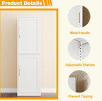 Ckzbx Metal Locker Tall Narrow Storage Cabinet, 67" H Locking Tool File Cabinets Snack Locker Organizer for School Classroom,Bedroom,Gym Home Office,Entryway and Hallway (20" W 2Door White)