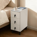 Homcosan Night Stand Small Size 9.84", Modern Minimalist Bedside Table with 3 Drawer, Easy Assembly, Narrow End Table for Small Space, Bedroom, Vanity, Dorm (Cream)