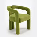 Modern Velvet Dining Chairs Set of 1, Mid Century Modern Upholstered Accent Chair with Curved Backrest and Armrests, Round Thick Cushion Kitchen Chair with Metal Legs (1pcs Velvet Green)
