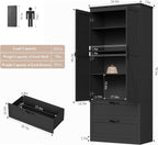 HOSTACK 70" Tall Kitchen Pantry Storage, Barn Doors Pantry Cabinet with Drawers and Adjustable Shelf, Modern Farmhouse Storage Cabinet for Kitchen, Dining Room, Living Room, Bathroom, Black