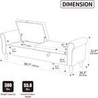 65.75" Modern Upholstered Ottoman with Storage, End of Bed Storage Bench with Rolled Armrest and Wood Legs, Comfy Napped Fabric Ottoman Bench for Living Room, Entryway, Dormitory, Bedroom (Black+A)