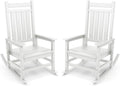 SERWALL Outdoor Rocking Chair Set of 2, Adult HDPE Rocking Chair, White | 21.1" Widened Seat adds Extra Comfort, Oversized Rocking Chair for Adults, All Weather Porch Rocker for Lawn Garden