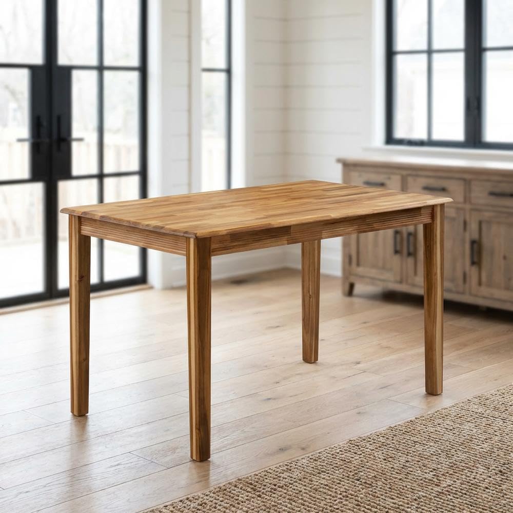 Furnifact Dining Room Table, Natural Finish Rectangular Wood Dinner Table, Simple Style with 4 Legs, Small Kitchen Dinette