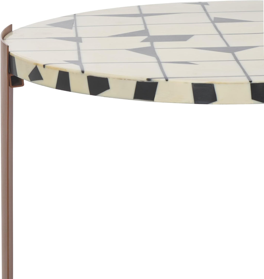 SAFAVIEH Couture Collection - Tomlinson Brown & White Metal Accent Table, Sculptural Modern Side Table, High-Gloss Resin Round Top, Fully Assembled (SFV6805B)