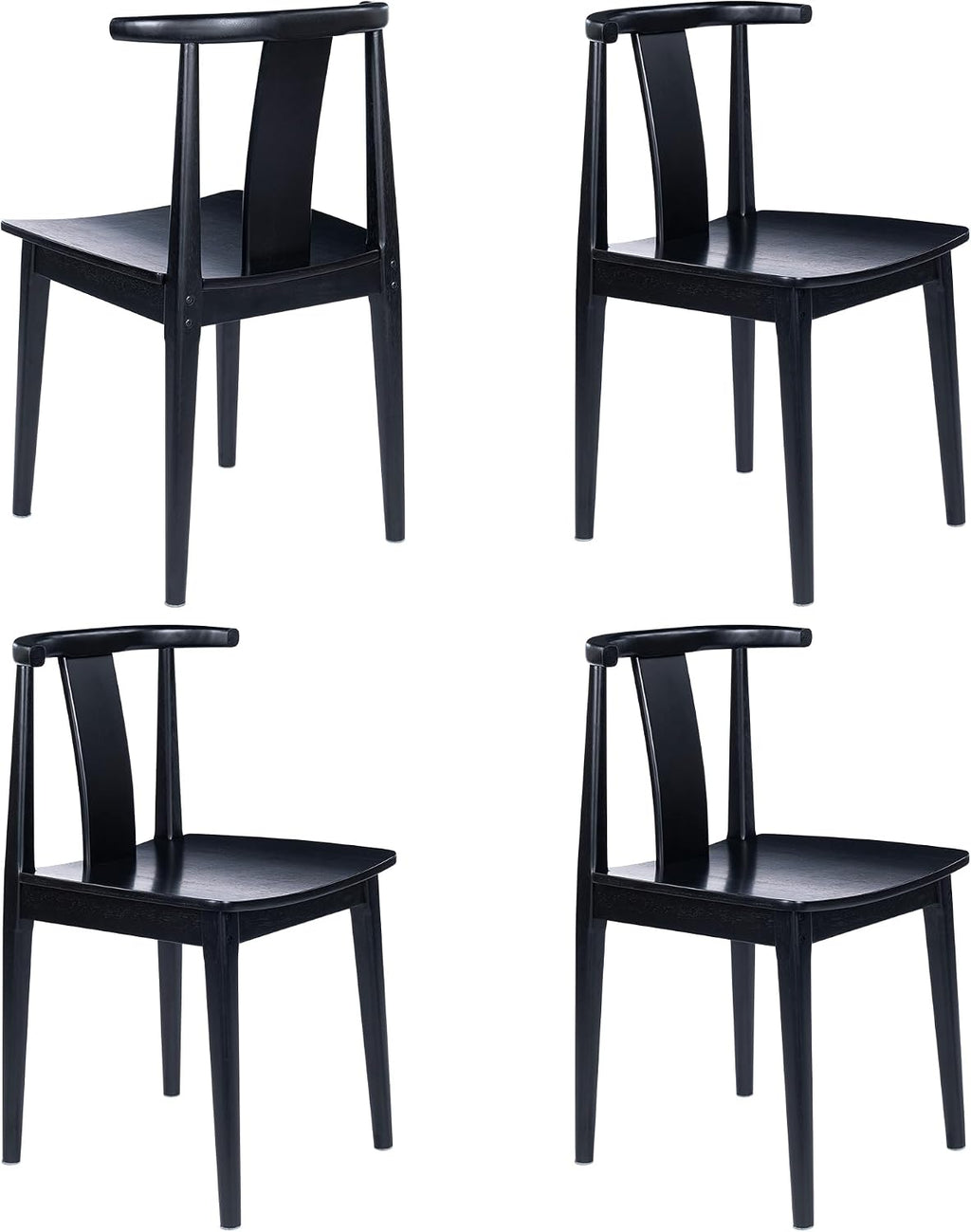 EYYTHUNG Wood Dining Chairs Set of 2, Farmhouse Kitchen Chairs with Curved Back, Modern Mid Century Wishbone Dining Chairs for Dining Room, Kitchen, Black