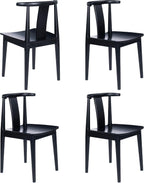 EYYTHUNG Wood Dining Chairs Set of 2, Farmhouse Kitchen Chairs with Curved Back, Modern Mid Century Wishbone Dining Chairs for Dining Room, Kitchen, Black