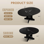 iPormis 59" Extendable Round Dining Table for 4-6, Modern Kitchen Table with Heavy Duty Pedestal Base & Wooden Top, Oval Dinner Table, Dining Room for Dining Living Room, Easy Assembly, Black